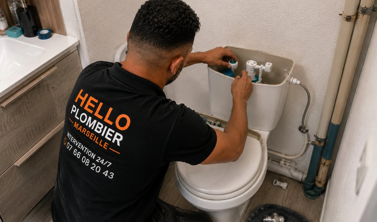 Plombier Hello Plombier en intervention sur un WC dans le 10e arrondissement de Marseille (13010) — dépannage dès 169€